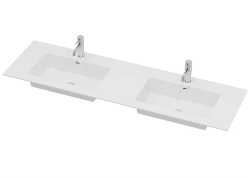 Tvättställ till badrumsmöbel - 158,6x46x1,5 cm - dubbel - solid surface - matt vit - Haraldslund