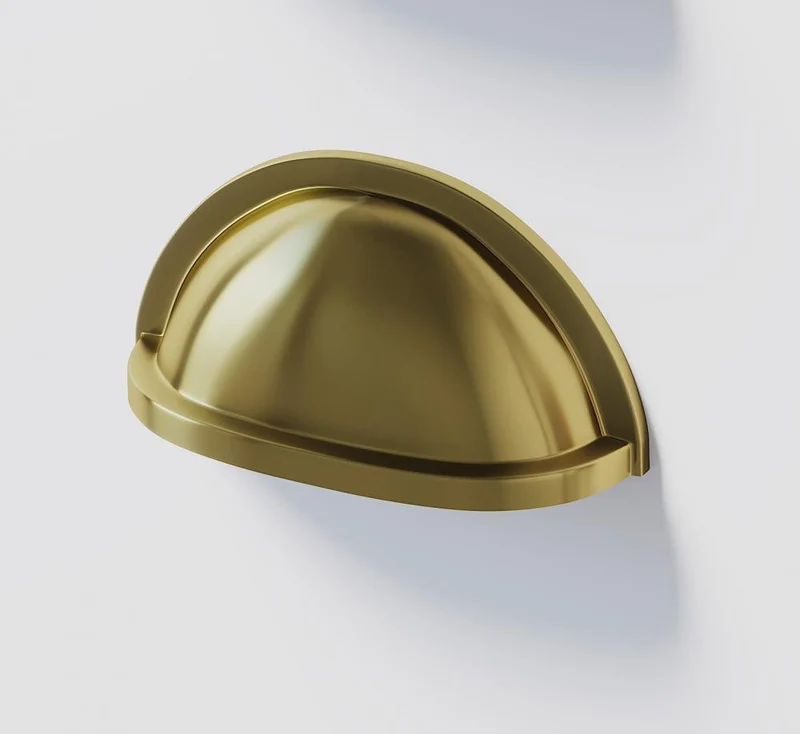 Handtag - 8 cm - Modell D - borstad mässing - Bath Deluxe