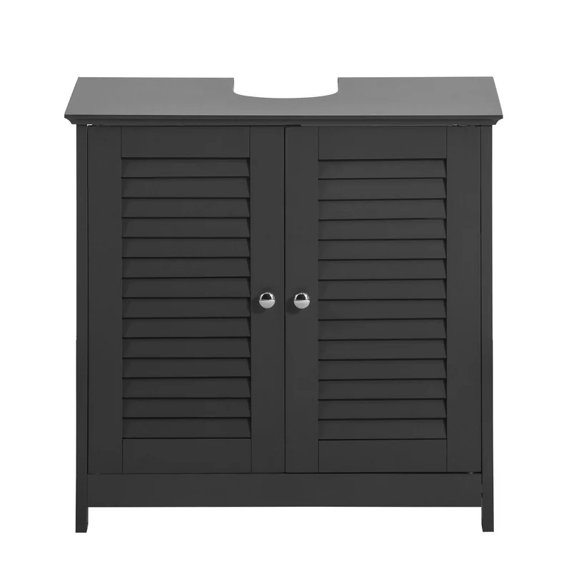 SoBuy FRG237-DG Underskåp för Handfat, Badrumsskåp med Justerbara Hyllor, Fukttåliga Dörrar, Förvaringsskåp i MDF, 60 x 35 x 58 cm, Grå