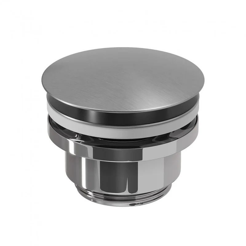 Bottenventil 1 1/4" - click-clack - borstat stål - Rødby