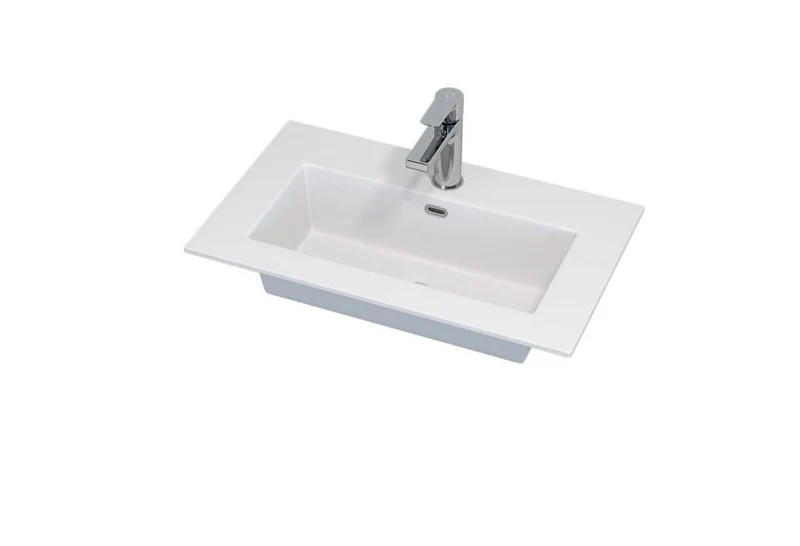 Badrumsmöbel tvättställ - 60x36x1,5 cm - grund - solid surface - matt vit - Haraldslund
