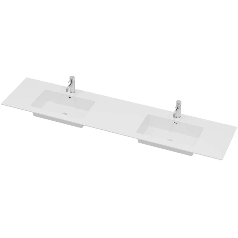 Tvättställ till badrumsmöbel - 198,6x46x1,5 cm - dubbel - solid surface - matt vit - Haraldslund