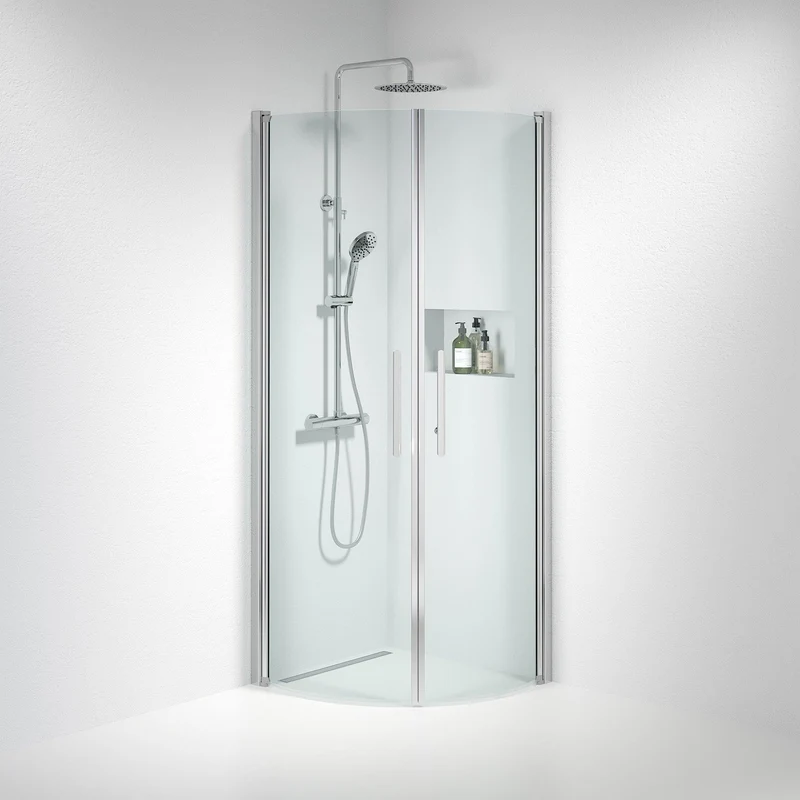 Duschkabin halvrund 70x80x198 cm - 6 mm klart nanoglas - Krom profil - Vänern