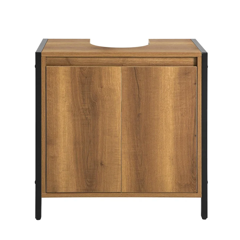 SoBuy BZR63-PF Underskåp till badrum med 2 dörrar och hylla, kompakt förvaringsmöbel med justerbara ben 60x60x30 cm