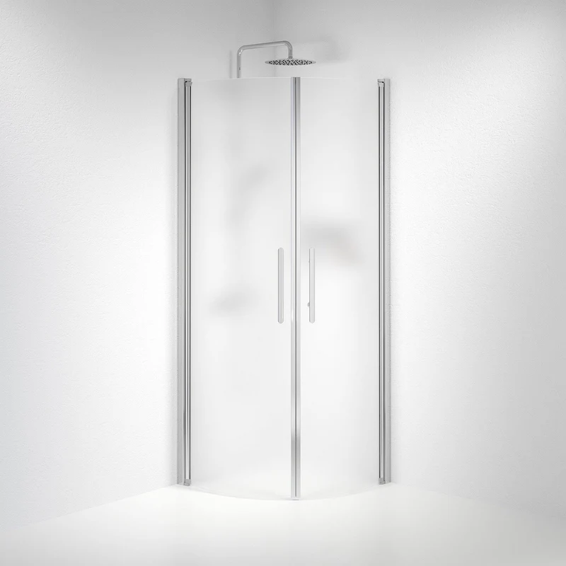 Duschkabin halvrund 70x80x198 cm - 6 mm frostat nanoglas - Krom profil - Vänern