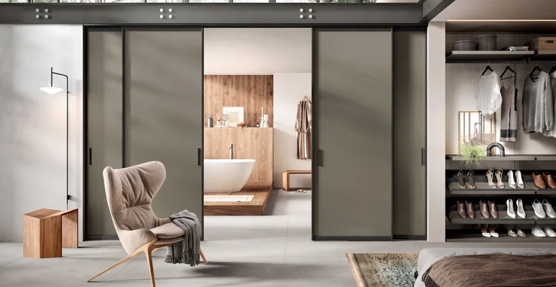 Portal With Lacquered Sliding Doors With Ceiling Rails P626