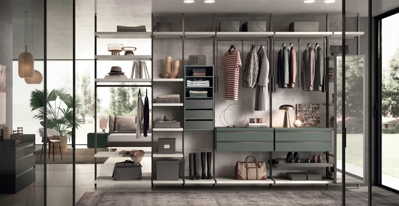 Cabin With Masts Virgo Linear Walk-In Closet with Double-Sided Element V322