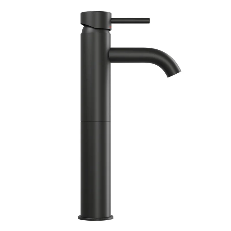 Rund tvättställsblandare 29 cm - hög modell - matt svart - Dragør