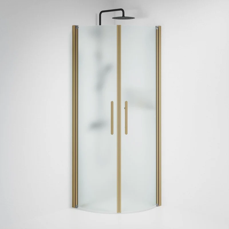 Duschkabin halvrund 70x80x198 cm - 6 mm frostat nanoglas - bronsprofil - Vänern