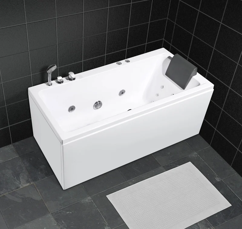 Rektangulärt bubbelbadkar - hydromassage - 160x70x60 cm - vitt - Wilson