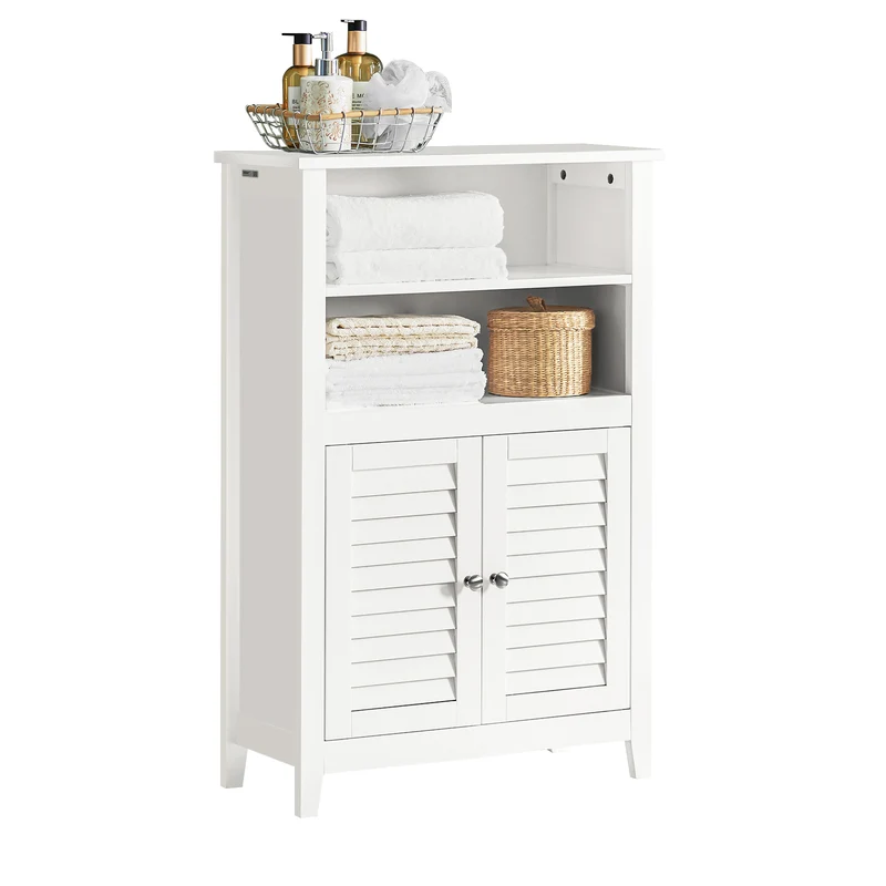 SoBuy BZR13-W Badrumsskåp – Smalt med 2 Hyllor och Stängt Fack, 60×90×26 cm | Vit