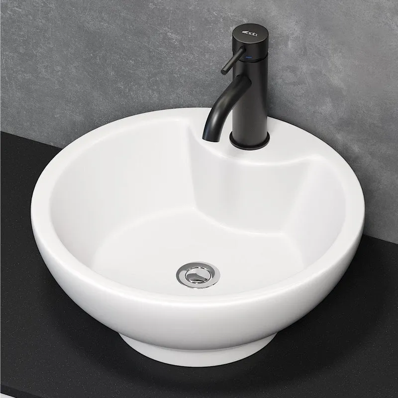 Fristående rund tvättställsskål - Ø40x16,4 cm - sanitetsPorslin - vit - Drammen