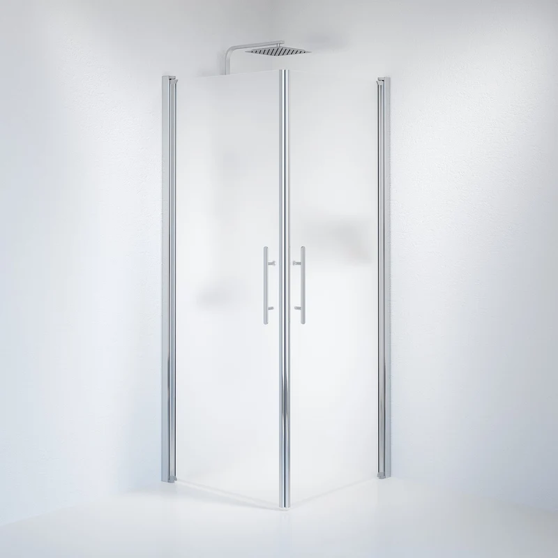 Duschkabin kvadratisk 80x80x198 cm - 6 mm frostat nanoglas - Krom profil - Vänern