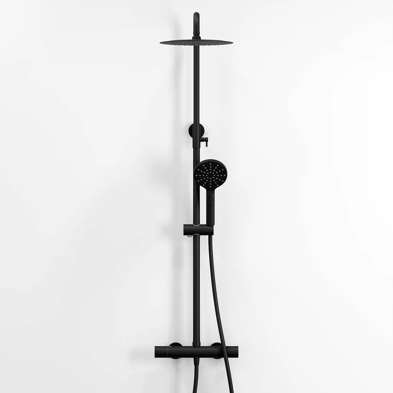 Takduschset med termostatblandare 150 mm c/c - Ø250 mm takdusch, handdusch - mattsvart - Dragør
