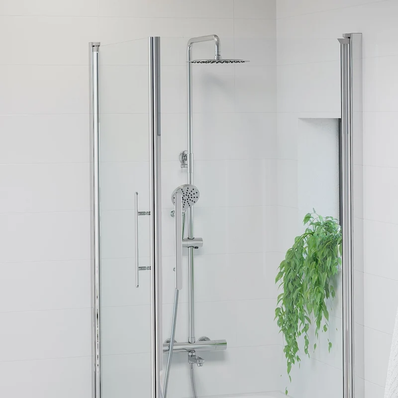 Takduschset med termostatblandare 160 mm c/c - Ø250 mm takdusch, handdusch, Badkarspip - Krom - Dragør