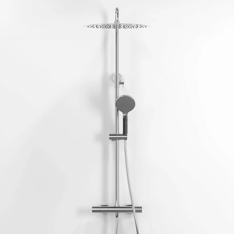 Takduschset med termostatblandare 150 mm C/C - Ø400 mm takdusch, handdusch - Krom - Dragør