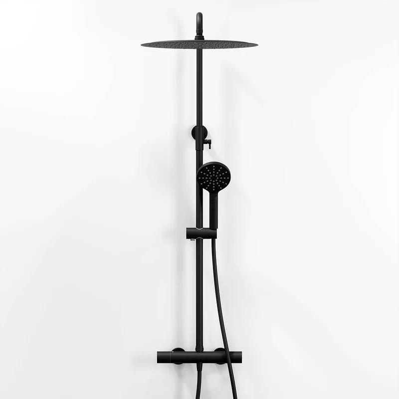 Takduschset med termostatblandare 150 mm C/C - Ø400 mm takdusch, handdusch - mattsvart - Dragør