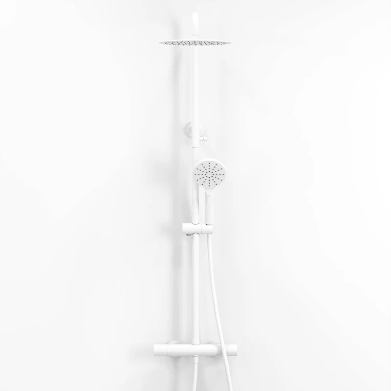 Takduschset med termostatblandare 150 mm c/c - Ø250 mm takdusch, handdusch - matt vit - Dragør