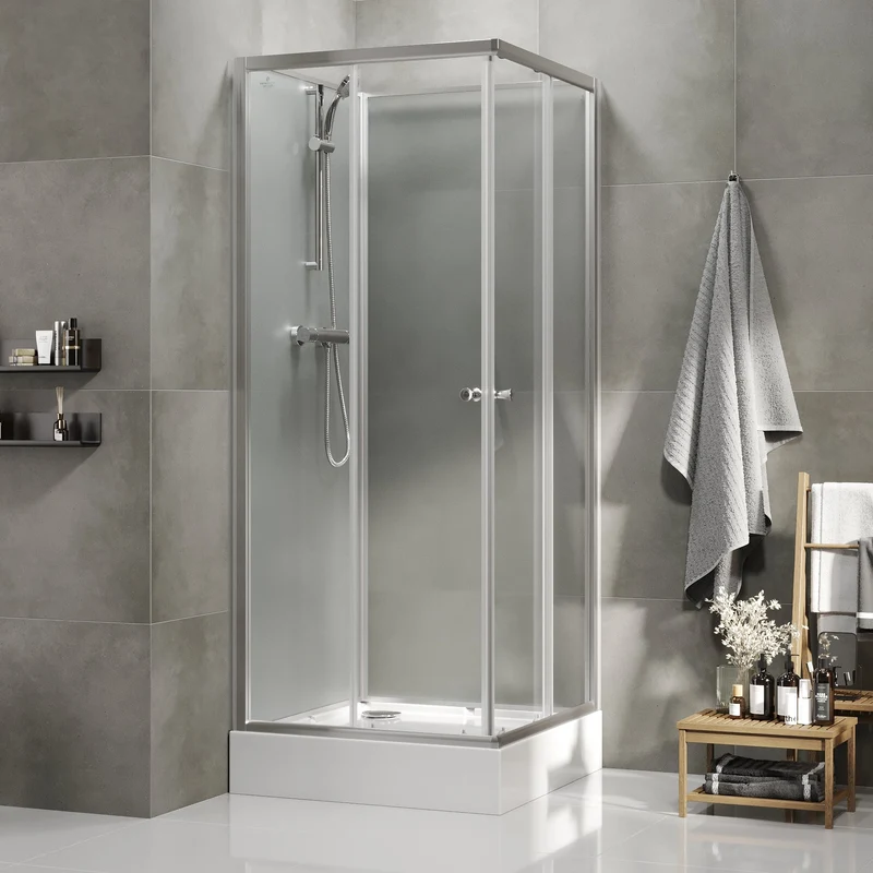 Duschkabin Square 80x80x200 cm - Borstad aluminiumprofiler - 4 mm klart glas - Dayton
