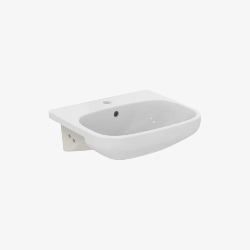 Ideal Standard i.Life A Vitreous China Semi-Countertop Glossy White Basin with 1 Centre Tap Hole & Overflow 500 x 440 x 170 mm