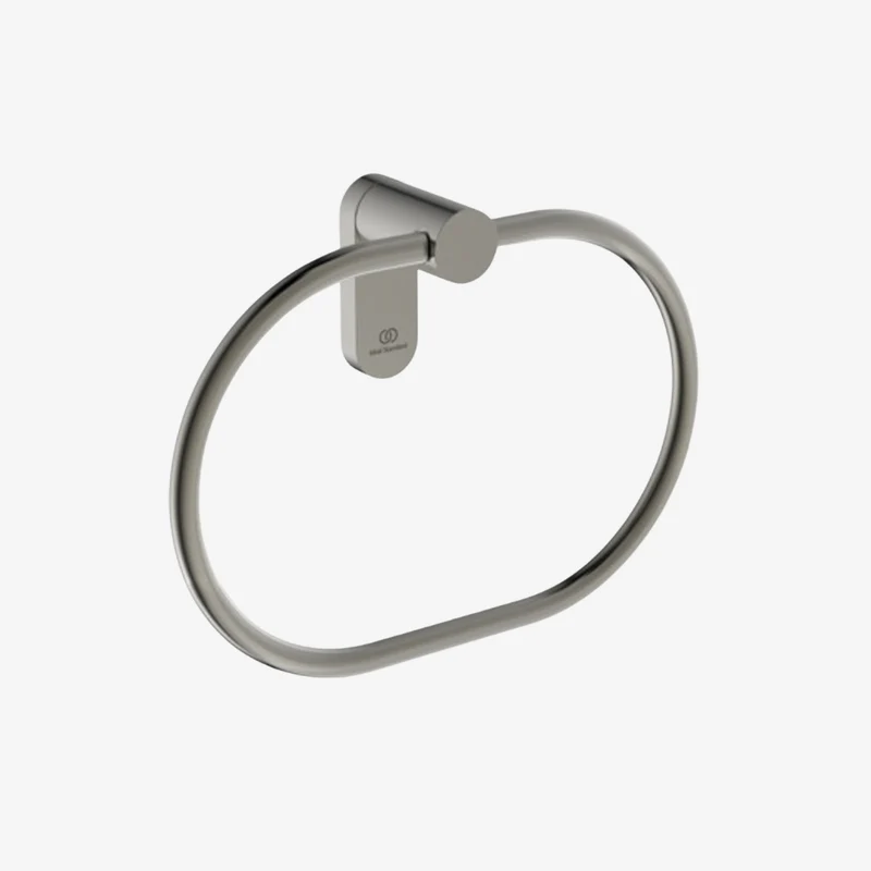 Ideal Standard Conca Silver Storm Metal PVD Round Wall Mounted Towel Ring 56 × 212 × 156 mm