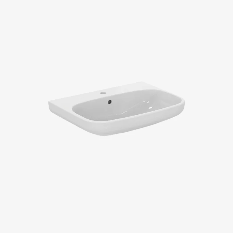 Ideal Standard i.life A Squared Ceramic Wall-Mounted Washbasin Glossy White with 1 Centre Tap Hole & Overflow 490 x 650 x 170 mm