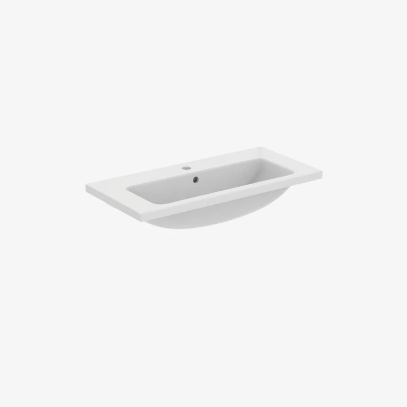 Ideal Standard i.life S Squared Ceramic Wall-Mounted Vanity Basin Glossy White with 1 Centre Tap Hole 380 x 810 x 155 mm