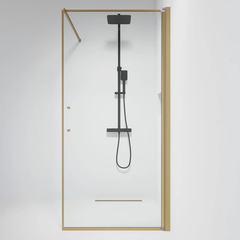 Duschvägg med stag 100x198 cm - 6 mm klart nanoglas - bronsprofil - Vänern
