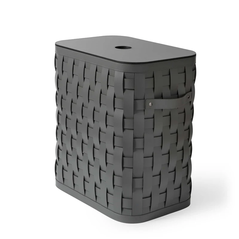 Leather Laundry Baskets with Lid DEMETRA by Pinetti