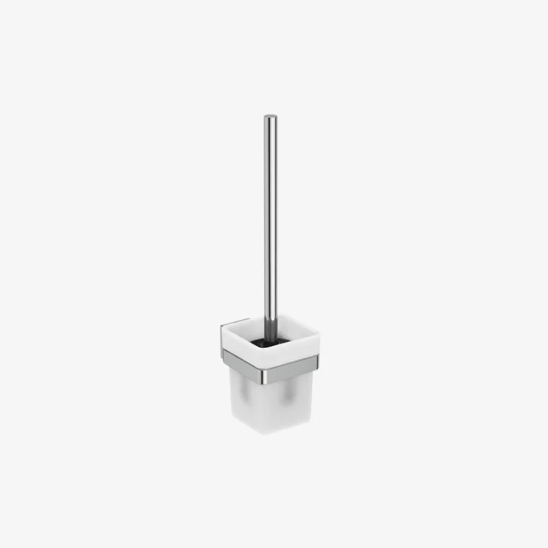 Ideal Standard IOM Chrome Metal & Glass Polished SmartShine Square Wall Mounted Toilet Brush Set 93 × 125 × 385 mm