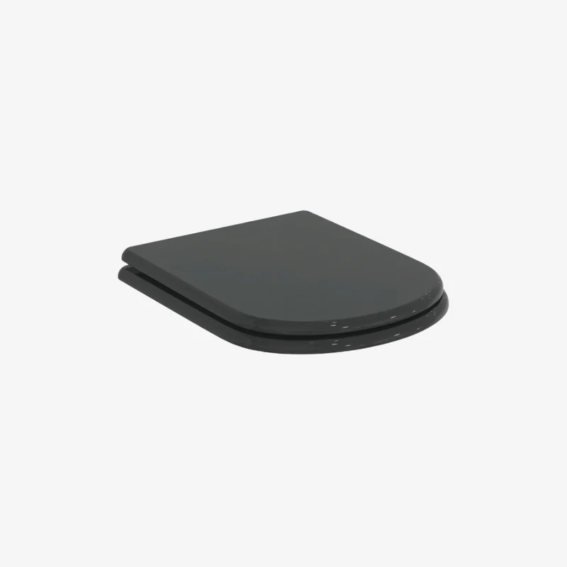 Ideal Standard Calla Satin Black Soft-Close Sandwich Toilet Seat & Cover 365 x 430 x 50 mm