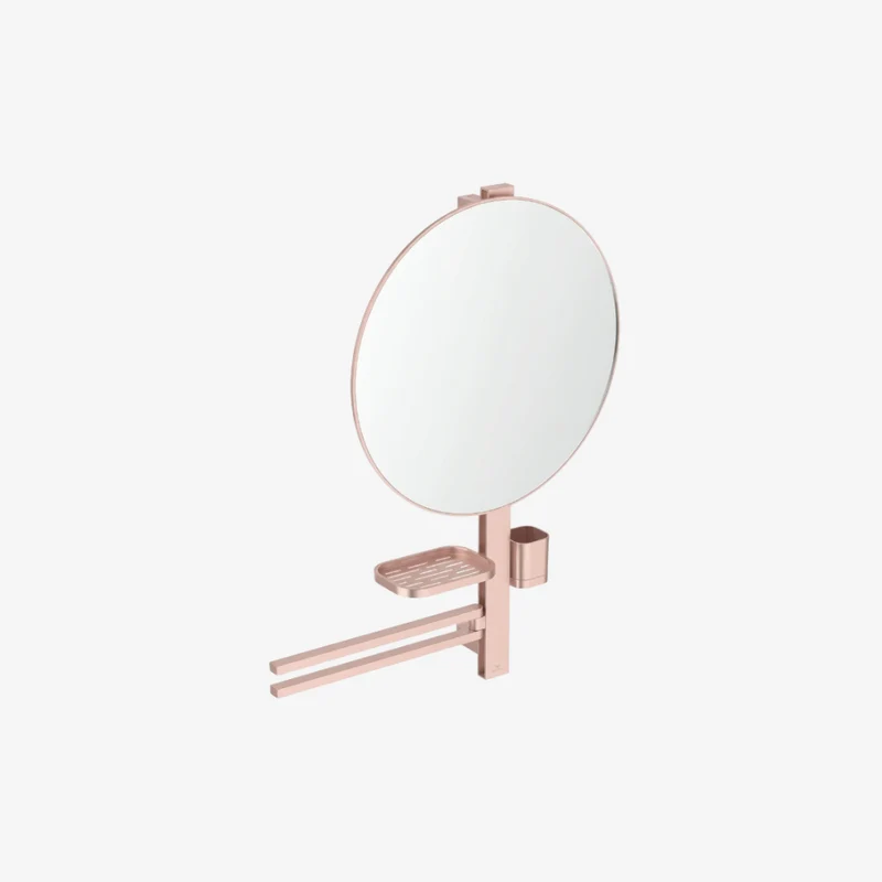 Ideal Standard Alu+ Aluminium Wall Mounted Beauty Mirror with 2 Towel Bars Shower Basket & Tumbler Holder 145.5 x 640 x 817 mm