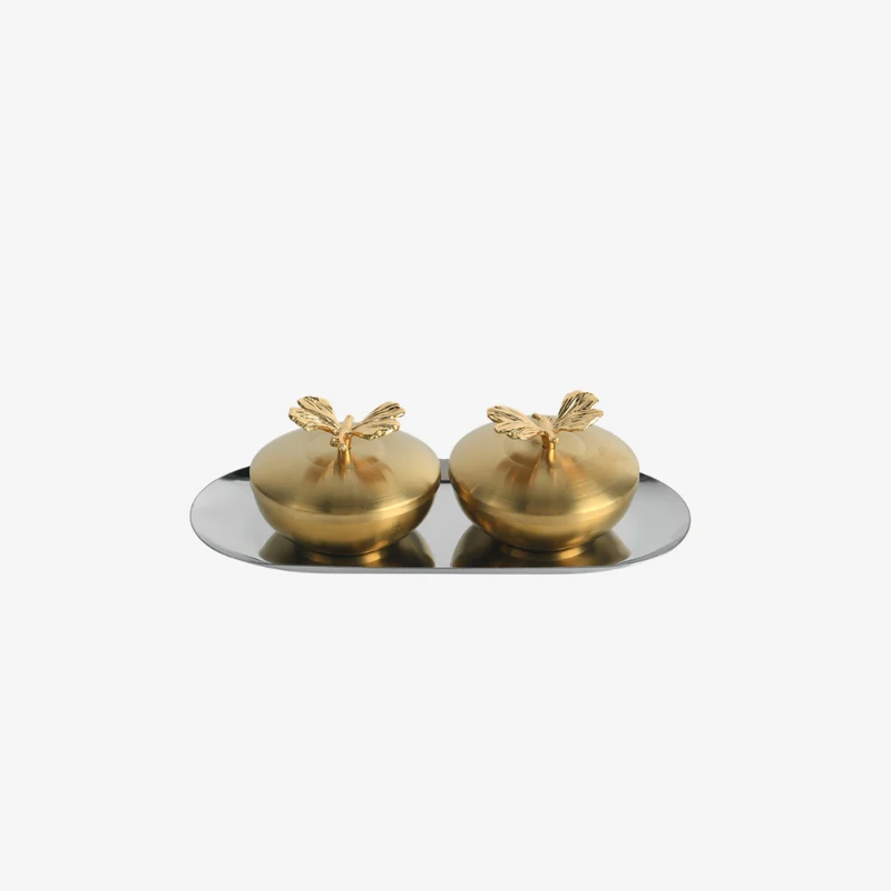 Ambiente Gold Golden Nectar Decorative Jar Set 300 × 120 × 90 mm