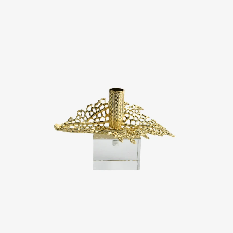 Ambiente Gold Alloy & Glass Gilded Leaf Accent Sculpture Small 200 × 100 × 120 mm