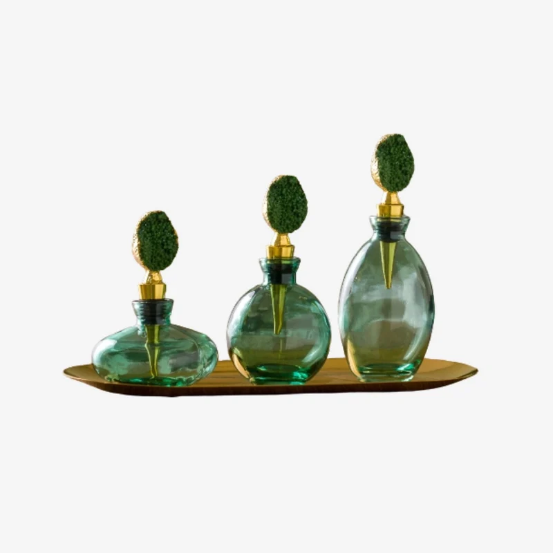 Ambiente Glass Verdant Elegance Decorative Bottle Set 300 × 120 × 180 mm