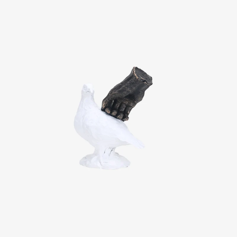 Ambiente White Resin Textured Surreal Balance Bird Sculpture 200 × 115 × 250 mm