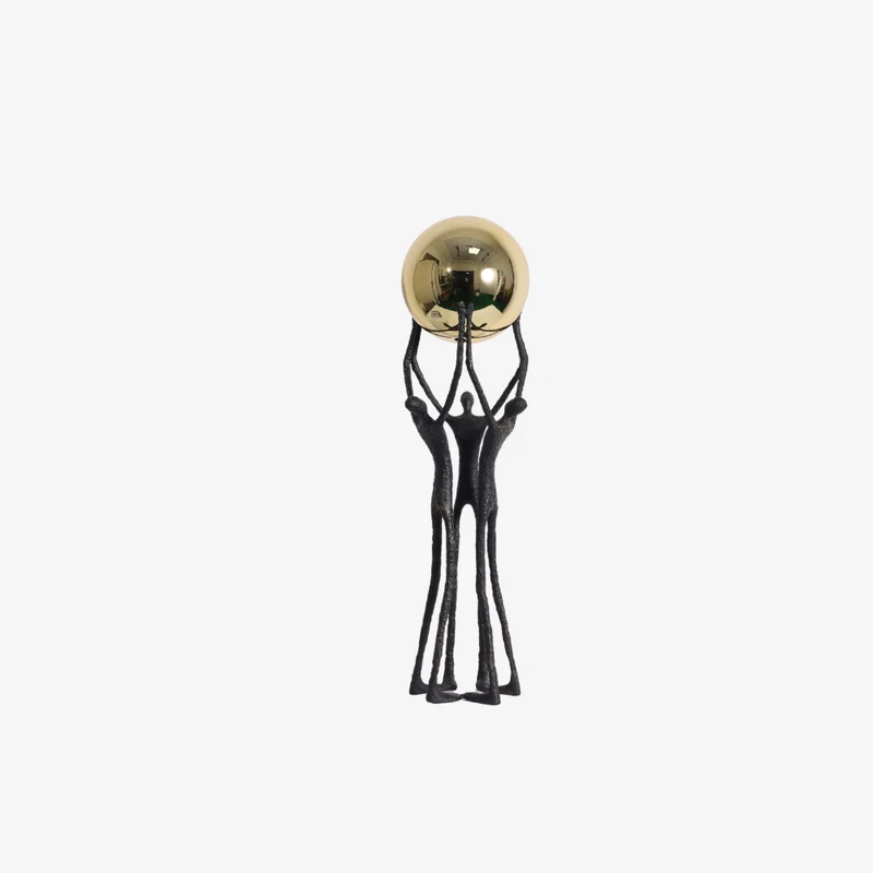 Ambiente Gold Abstract Human Sculpture with Sphere 13 × 13 × 45 cm