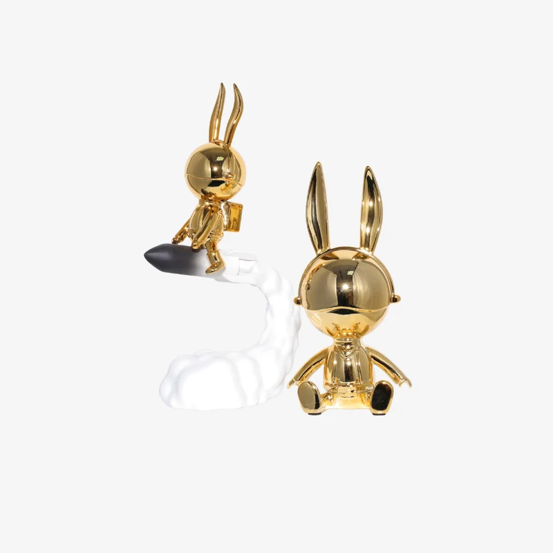 Ambiente Gold High-Gloss Abstract Sculpture Set 12 × 23 × 40 cm (L)