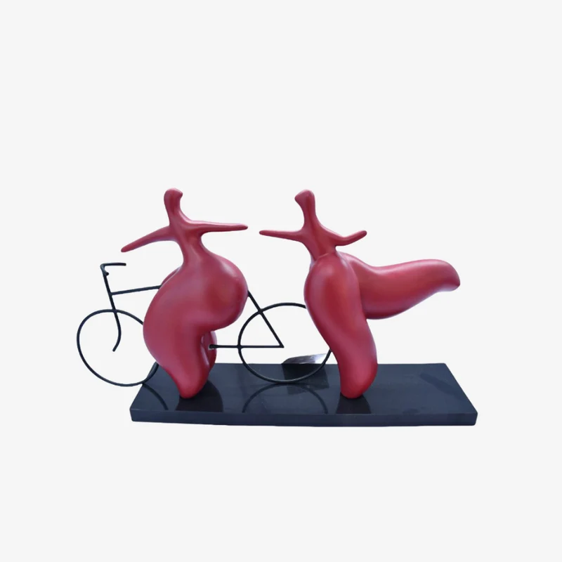 Ambiente Resin Metal & Marble Abstract Cycling Sculpture 46 × 10 × 25.5 cm