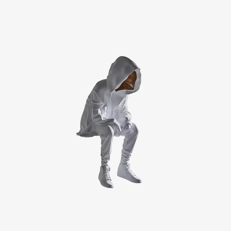 Ambiente Resin Matte Hooded Figure Sculpture 28.5 × 33 × 64.5 cm