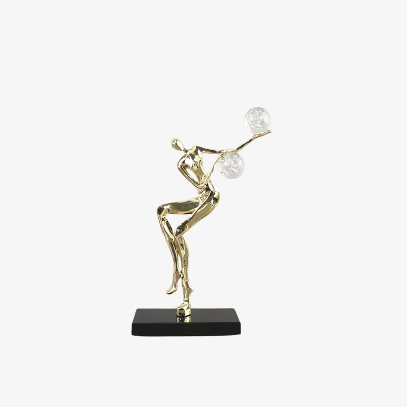 Ambiente Gold Metal & Crystal Abstract Sculpture 20 × 8 × 34 cm