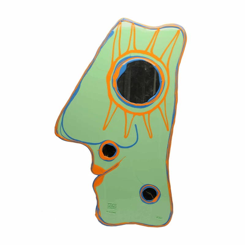Resin Mirror LOOK AT ME Matt Mint, Dark Lavender and Pumpkin by Gaetano Pesce for Fish Design