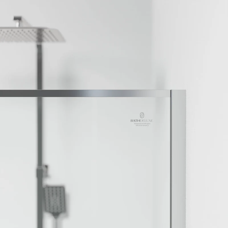 Duschvägg med stag 90x190 cm - 6 mm klart nanoglas - Krom profil - Tulsa