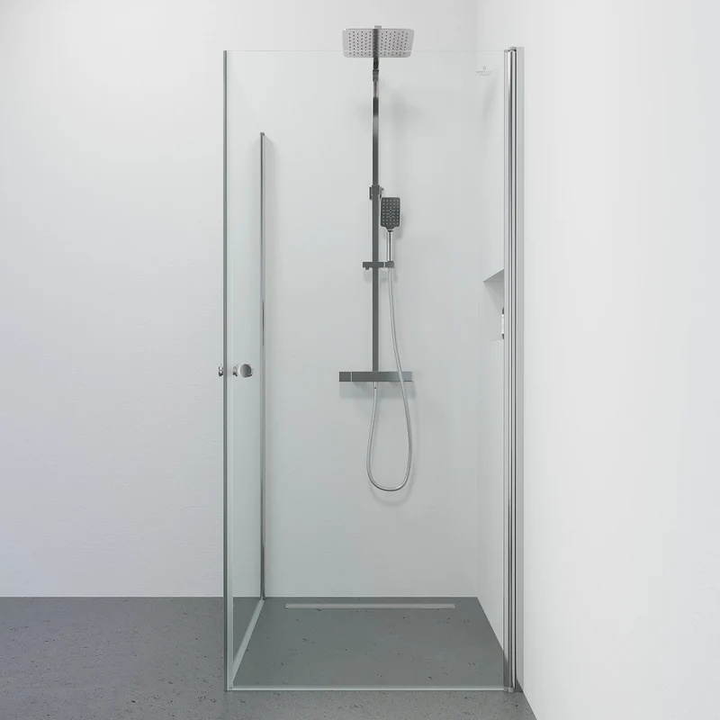 Duschvägg kvadratisk 90x90x190 cm - 5 mm klarglas - Krom profil - Tulsa