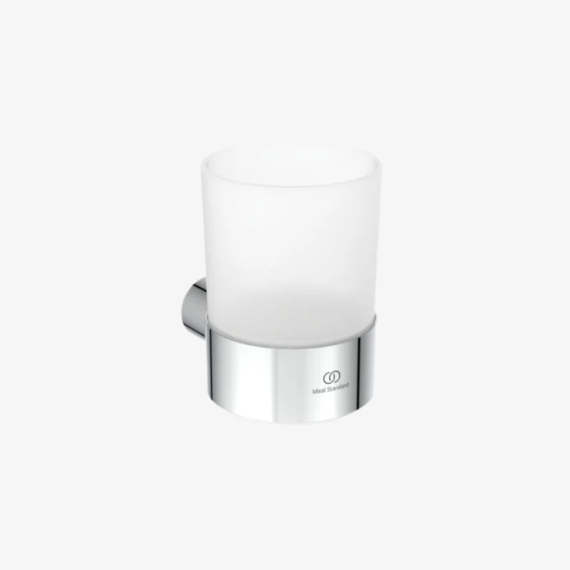 Ideal Standard Conca Metal & Frosted Glass Polished Rounded Wall Mounted Tumbler Holder 68 × 95 × 97 mm