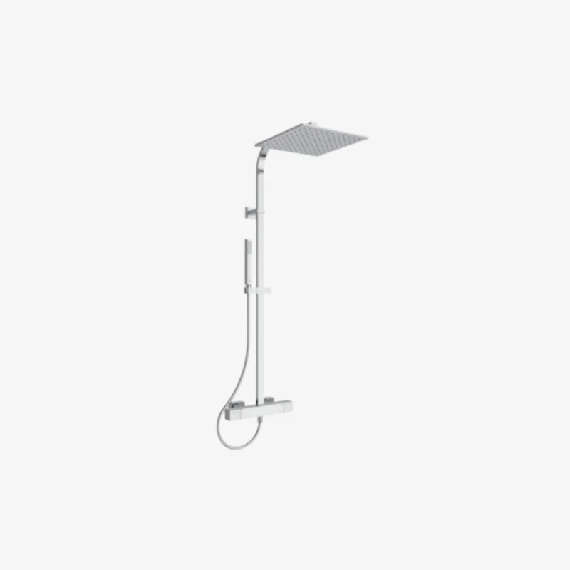 Ideal Standard Ceratherm C100 Chrome Wall Mounted Exposed Thermostatic Shower System with 300 mm Square Overhead Shower 313 x 611 x 1122 mm