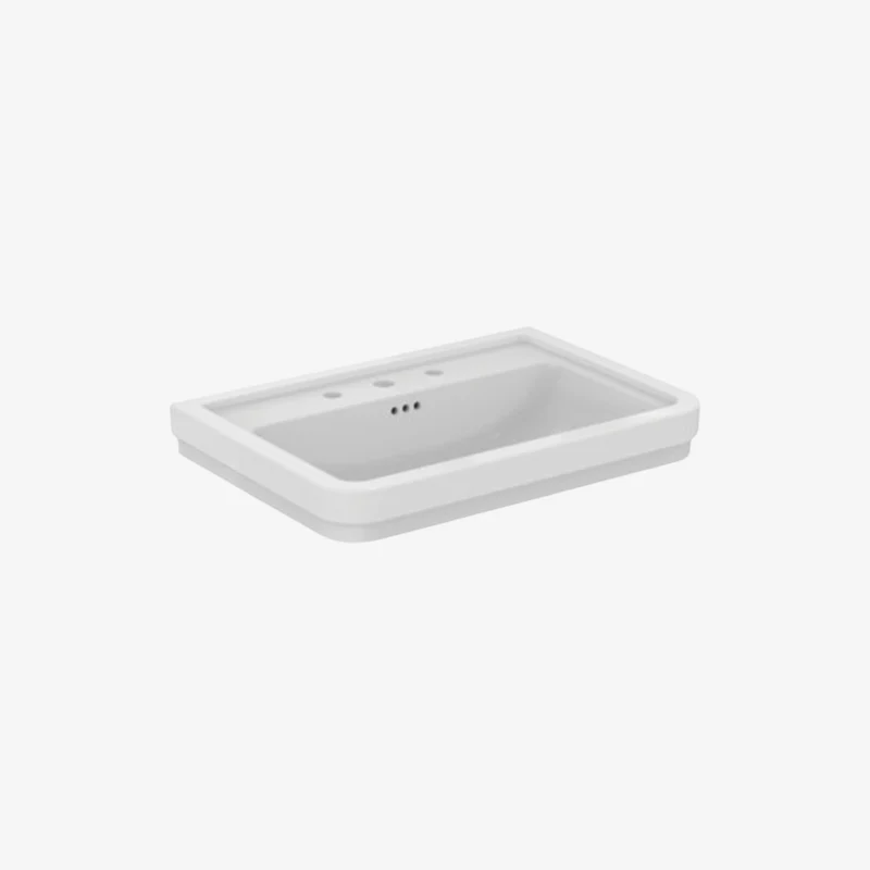 Ideal Standard Calla Vitreous China Wall-Hung or Pedestal-Compatible Glossy White Washbasin with 3 Tap Holes 715 x 500 x 175 mm