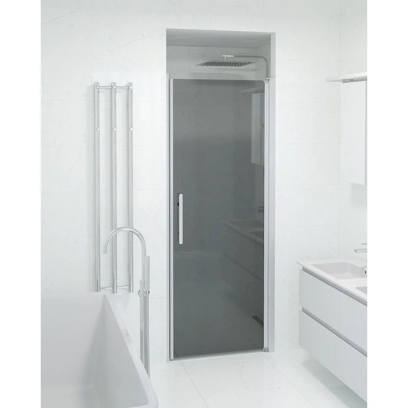 Dörr till duschnisch 80x198 cm - 6 mm röktfärgat nanoglas - borstad aluminiumprofil - Vänern
