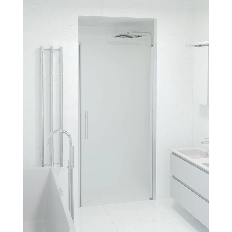 Dörr till duschnisch 70x198 cm - 6 mm frostat nanoglas - borstad aluminiumprofil - Vänern