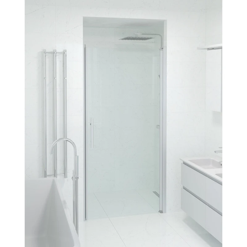 Dörr till duschnisch 100x198 cm - 6 mm klart nanoglas - borstad aluminiumprofil - Vänern